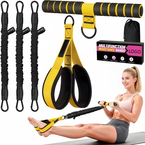 CZFIT Upgraded Pedal Resistance Band with Handle and 3 Tube Sit up <b>Exercise</b> Equipment for Abdomen Waist Arm Core/<b>ABS</b> - Product Image 1