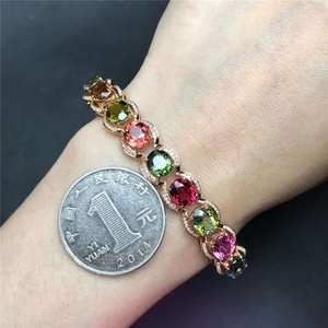SGARIT 18k <span class=keywords><strong>oro</strong></span> rosa braccialetto di diamanti naturale tormalina gemma gioielli con cuore corda bracciale per il regalo delle ragazze - Product Image 6