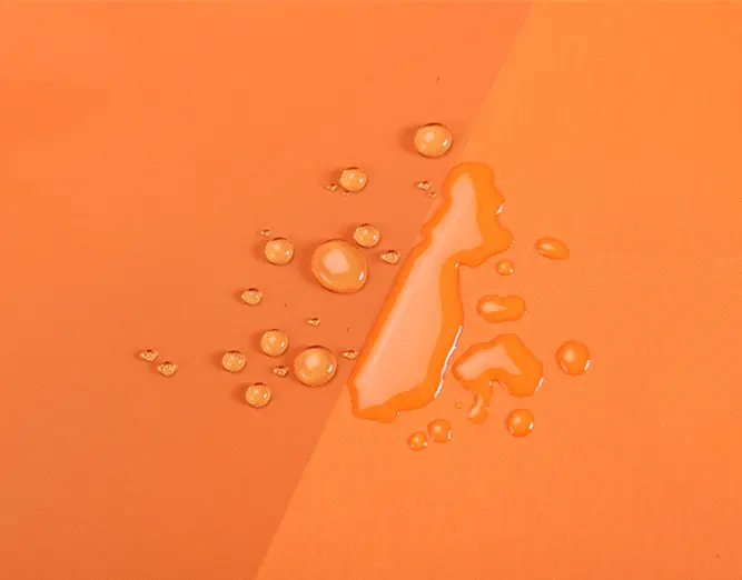 210D Pu เคลือบฟอร์ดผ้าสีส้ม Ripstop ผ้ากันน้ำสบายสำหรับเต็นท์เดินทาง
