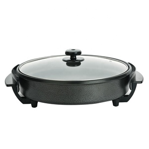 Household 35cm <strong>Electric</strong> Grill <strong>Pan</strong> With Glass Lid <strong>Electric</strong> Pizza Maker - Product Image 2