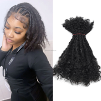 8 Pollici 0,6 cm 1B #   Estensioni Lisa Locs 100% Capelli Umani, Dreadlocks Afro Kinky Completamente Fatti a Mano, Vendita all'Ingrosso Fabbrica Anna