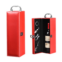 Boîte cadeau en cuir PU personnalisée pour vin, boîte de rangement pour une bouteille de vin rouge avec poignée et serrure, pour cadeau d'entreprise, logo personnalisé
