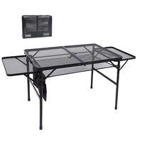 4.4FT Portable Pliable Métal Grill Table Hauteur Réglable Léger Table Extérieure Extension Conseil pour Camping Plage Barbecues