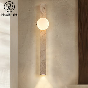 モダンな黄色の洞窟石LED壁壁コンセ屋内天然トラバーチンロングガラスラウンドシェードベッドサイドライトリビングルーム用 - Product Image 2