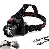 Linterna Frontal LED de Alta Potencia con Sensor de Movimiento, Foco y Luz Amplia, Portátil para Pesca, Camping y Senderismo al Aire Libre