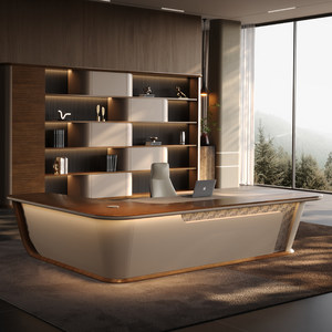 Bespoke Executive <strong>Office</strong> Desk Modern L-Shaped Boss Table with <strong>Sideboard</strong> for CEO One-stop Procurement <strong>Office</strong> Furniture Desk Sets - Product Image 1