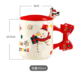 Juego de Tazas Navideñas al por Mayor, Taza de Café de Cerámica Festiva con Tapa de Santa Claus y Reno, Regalo Navideño Perfecto - Product Image 6