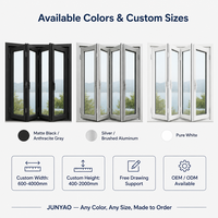 Fenêtre pliante en aluminium JUNYAO avec joint EPDM, isolation thermique, insonorisation, verre trempé, certifiée CE NFRC AS2047, ODM, pour cuisine