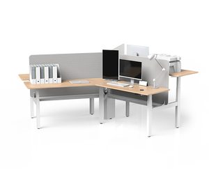 Jiecang Nhiệm Vụ Nặng Nề Ba Động Cơ L Hình Ngồi Và Đứng Bảng Chiều Cao Có Thể Điều Chỉnh Bàn - Product Image 1