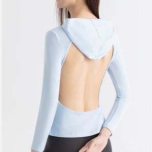 Camiseta de manga larga con capucha y protección solar para mujer, con espalda descubierta, para deportes y uso en verano - Product Image 1
