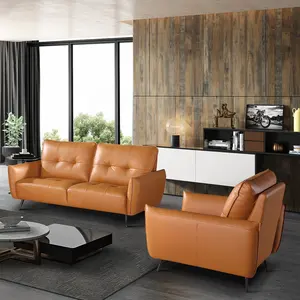 SUNLINK-Conjunto de sofás con marco de madera estilo árabe, conjunto de sofás de cuero para sala de estar