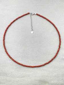 Red Jasper Dainty Gemstone <b>Necklace</b> with Micro Faceted Beads Trendy Minimalist Unisex Jewelry - Product Image 3