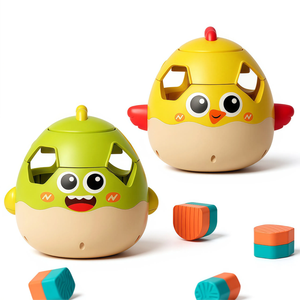 Montessori Sorting Geometric Block Pairing Multifunction Cartoon <b>Egg</b> Rotation Change Shape Block Matching Game Educational Toys - Product Image 1