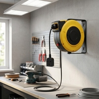 Enrouleur de câble rétractable mural automatique 10m, prise UK, câble d'extension robuste en caoutchouc H07RN-F, protection contre les surcharges, OEM