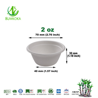 Sumkoka 1Oz 2Oz 4Oz Gobelets à sauce jetables en bagasse de canne à sucre, biodégradables, compostables, anti-fuite, compatibles micro-ondes, avec couvercle, pour les fêtes