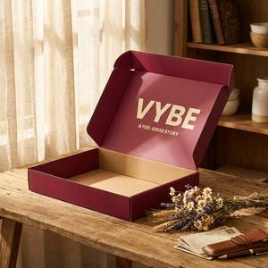 Boîtes d'emballage personnalisées pour vêtements avec logo estampé, boîtes d'expédition biodégradables en papier rouge, ensemble de papier de soie pour vêtements - Product Image 6