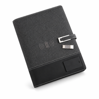 Carnet de notes A5 rechargeable en cuir avec chargeur sans fil, batterie externe intégrée, 100 feuilles, lecteur USB et verrouillage – Modèle OEM
