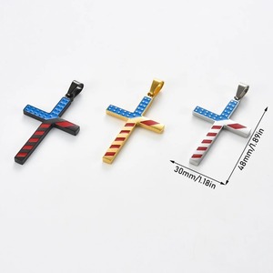 Pendentif religieux américain en forme de croix, étoiles et rayures, pour hommes et femmes, en acier titane, breloques drapeau américain, chaîne Hip Hop, bijoux cadeaux, 1 pièce - Product Image 2