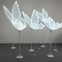LUYI - Décoration de mariage de luxe, guirlandes lumineuses géantes en forme de papillon blancs pour allée, ensemble floral pour mariage