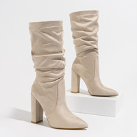 Bottines décontractées pour femmes à bout pointu en daim avec talon carré confortable et élégant pour l'automne/hiver