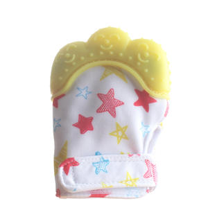 Grosir bebas BPA silikon bintang cetak aman gigitan bayi mencegah makan tangan mainan permen karet sarung tangan Teether - Product Image 6