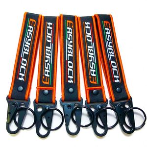 <b>Custom</b> Logo Woven Patch Short Wrist Lanyard Olecranon Clasp <b>Keychain</b> Fabric Lanyards - Product Image 3