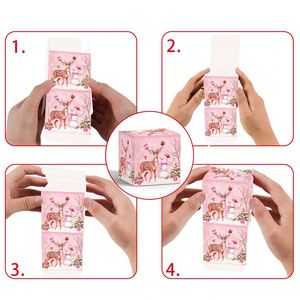 Nouvelle boîte cadeau de Noël rose 2024, boîte d'emballage pour collations de 70 mm avec Père Noël, bonhomme de neige, renne, décoration de fête, cadeau - Product Image 5