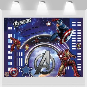 Affiche d'anniversaire Marvel <span class=keywords><strong>Avengers</strong></span> pour fête de 1 an, toile de fond de banquet, décoration moderne Captain America, panneau numérique en KT - Product Image 1