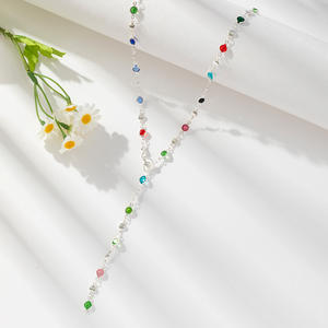 波西米亚风格彩色长水晶项链女式时尚长流苏水晶珠 Y 形项链女式珠宝礼品 - Product Image 5