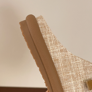 Mules da Donna con Punta Tonda, Tacco Basso, Decorazione in <span class=keywords><strong>Lino</strong></span> Lavorato a Maglia, Fibbia, Scarpe Slip-on Traspiranti per Uso Quotidiano - Product Image 5