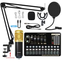 BM 800 Microphone à condensateur Bundle Microphone de Studio professionnel Kit de carte son en direct pour l'enregistrement sur ordinateur Podcast