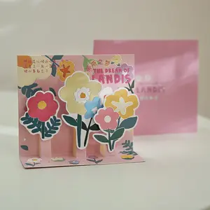 Zeecan venta al por mayor precio razonable ramo de flores Pop Up tarjeta hecha a mano corte láser impresión 3D Pop Up tarjeta de felicitación de feliz cumpleaños