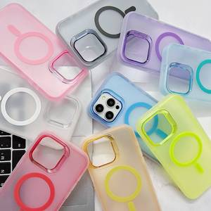 새로운 젤리 그라디언트 다채로운 3 in 1 아크릴 PC 마그네틱 무선 충전기 젖빛 피부 느낌 아이폰 14 15 16 프로 맥스 전화 케이스 - Product Image 6