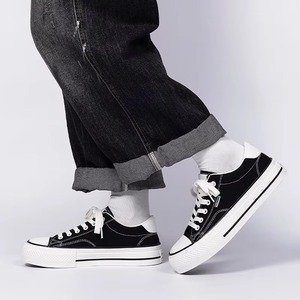 Classic Men's Canvas Sneakers Comfortable <b>Lace</b>-up Flat Board Shoes Lightweight Breathable Mesh Lining Solid Color Casual Shoes - Product Image 4