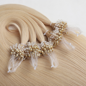 Extensions de cheveux en micro-anneaux lisses et soyeuses en gros d'usine, cheveux vierges russes blonds Remy, extensions de cheveux humains en micro-boucle - Product Image 1