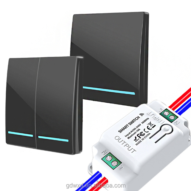 Wireless Remote Control Dual Light Switch 433RF Cable-Free Adhesive Intelligent PC Material WiFi Network