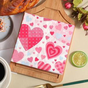 Printed Paper Napkins 33x33cm Romantic Heart Design Valentine'S Day Party Decorations Disposable Tableware - Product Image 4