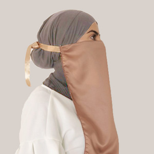 Vente en gros d'usine : <span class=keywords><strong>Voile</strong></span> musulman islamique modeste en satin Nida de couleur unie, demi-khimar, burqa, niqab, hijab pour femmes - Product Image 2