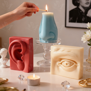 Velas Aromáticas Artísticas Hechas a Mano <span class=keywords><strong>con</strong></span> Forma <span class=keywords><strong>de</strong></span> Cara Humana, Boca y Labios, Cera <span class=keywords><strong>de</strong></span> Soya Ecológica, Nariz, Ojos y Orejas en 3D, <span class=keywords><strong>Vela</strong></span> <span class=keywords><strong>de</strong></span> Aromaterapia N-042 - Product Image 2