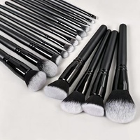 Ensemble professionnel de pinceaux de maquillage noirs 19 pièces, poils synthétiques doux, pinceau éventail pour le visage et les yeux, pinceau correcteur, pinceaux cosmétiques, vente en gros d'usine