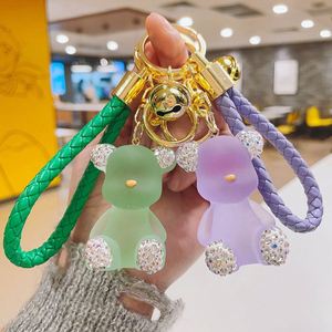 Wholesale Creative Keychain Diamond Studded Jelly Bear Resin Keychains PU Rope Car <b>Keyrings</b> Exquisite Bag Pendants - Product Image 2