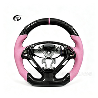 Setir Kemudi Serat Karbon Kustom dengan Kulit Berlubang Warna Pink, Cocok untuk Model Infiniti G25, G27, G35, G37