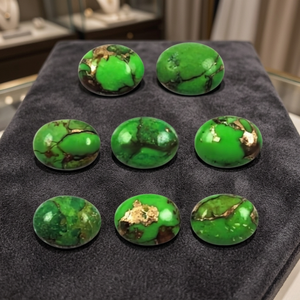 Turquoise ovale de couleur verte naturelle, taillée à facettes, pour la création de colliers/bracelets/boucles d'oreilles, bijoux de haute qualité certifiés par une tierce partie - Product Image 3