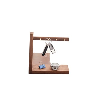 Multifunctional <b>Key</b> Rack Walnut Wood Standing Type Entryway Storage <b>Organizer</b> Rectangle Shape Neatening Solution - Product Image 1