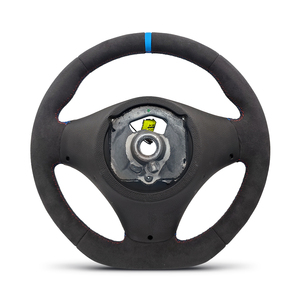 <span class=keywords><strong>Volant</strong></span> en <span class=keywords><strong>Alcantara</strong></span> complet avec bande supérieure rouge et bleue, fond plat, pour BMW Série 1 3 E90 E91 E92 E93 <span class=keywords><strong>M3</strong></span> E82 E81 E87 E88 - Product Image 3