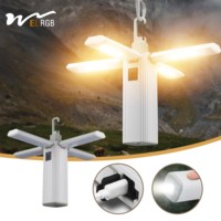Linterna de camping de temperatura de 3 colores recargable con 4 modos de luz Luces de camping plegables LED 4 paneles plegables