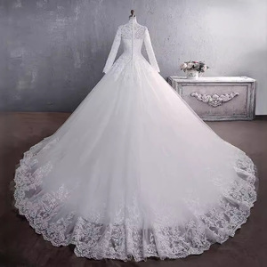 Robes de mariée pour femmes, robes de bal personnalisées, col haut, manches longues, appliques, robes de mariée formelles, Vestido De Noiva, Robe De Mariée - Product Image 5