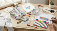 Kit de marqueurs textiles professionnels 12 couleurs |   Peinture textile lavable non toxique pour vêtements DIY, baskets et artisanat fait main