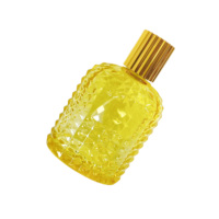 Flacon de parfum vide de haute qualité, coloré, avec points texturés en relief, avec couvercle et pompe pulvérisatrice à capuchon doré