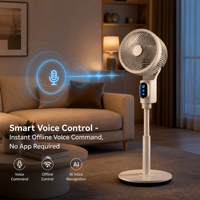 Beliebtester KI-Smart-Voice-Fernbedienungs-Luftzirkulationsventilator mit Farbbox 45W 3D-Oszillation Teleskop-Standventilator OEM ODM